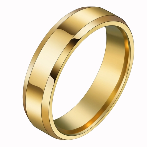 Anillo Minimalista De Borde Biselado De Acero Inoxidable Banda Pulida Espejo Joyería De Moda Simple Para Hombres Y Mujeres