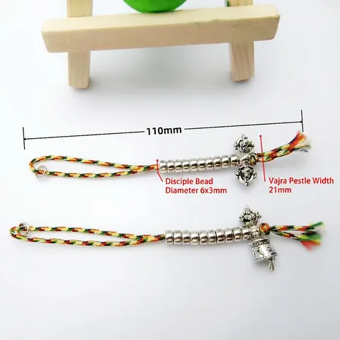 Colgantes De Contador De Cuentas Budistas Estilo Tibetano Aleación Vajra Mortero Campana Cordón Trenzado Colorido Accesorios