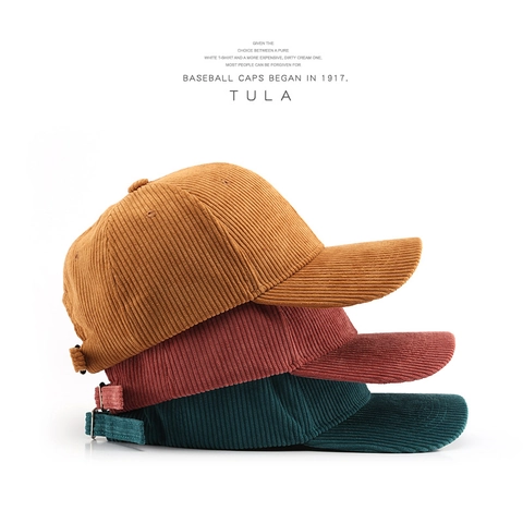 Corduroy Baseball Cap For Women Men Retro Solid Color Adjustable Curved Brim Sun Hat Outdoor Casual Warm Cotton Dad Hat
