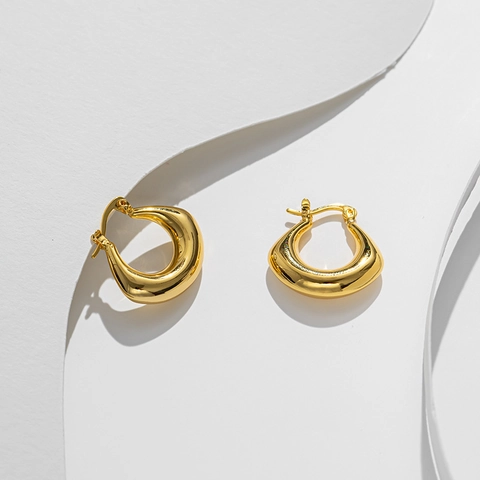 Vintage Titaniumstaal 18K Verguld U-Vormige Creolen Voor Dames Minimalistisch Franse Stijl Geometrische Ovale Oorbellen Sieraden