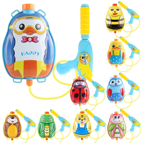 Childrens Cartoon Animal Backpack Water Gun Toy Pull Out Pressure Summer Outdoor Beach Pool Squirt Gun For Kids