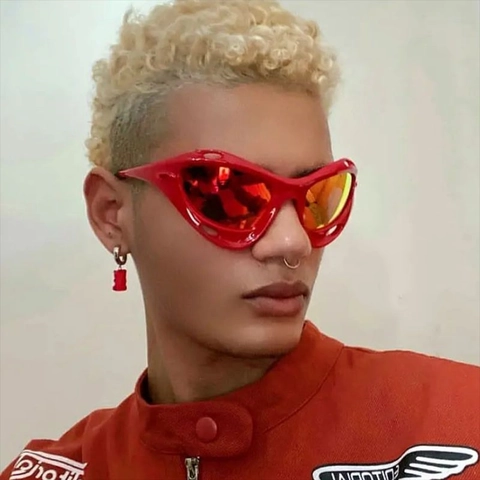 Occhiali Da Sole Sportivi PC Futuristici Avvolgenti Protezione UV400 Ciclismo Guida All'aperto Moda Trendy Y2K Occhio Di Gatto Donne Uomini