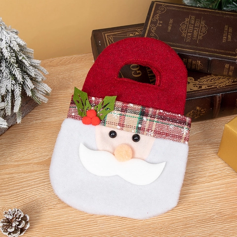 Sacchetti Regalo Di Natale Babbo Natale Pupazzo Di Neve Renna Borse Per Caramelle Feltro Tessuto Quadri Festa Vacanze