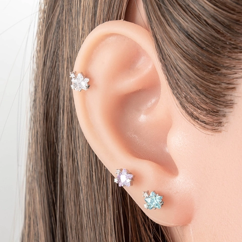 Orecchini A Lobo Helix Stella Acciaio Titanio Zircone Gioielli Per Piercing Cartilagine Minimalista Stellato Geometrico