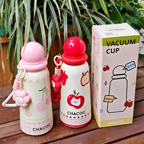 Vacuum Insulated Water Bottle 316 Stainless Steel Portable Cute Thermos Cup With Cartoon Charm Lanyard For Kids Women