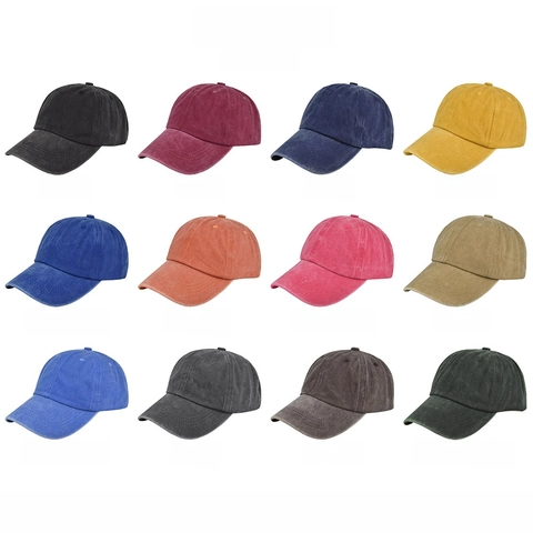 Gorra de Béisbol de Algodón Lavado Vintage para Hombre Mujer Ajustable Color Sólido Copa Blanda Sombrero de Sol Casual