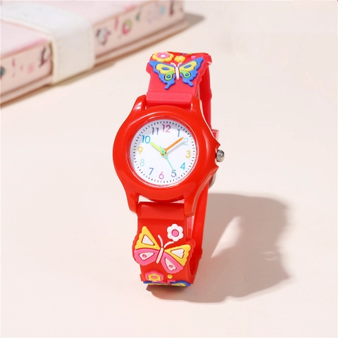 Orologio Al Quarzo Per Bambini Motivo Farfalla Fiore 3D Cinturino In Plastica Numeri Arabi Colorati Orologio Analogico Ragazze Ragazzi