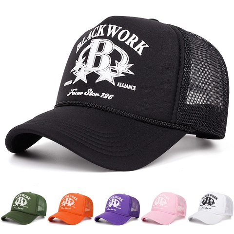 Gorra Trucker Retro Americana Malla Transpirable Algodón Estampado Espuma Gorra De Béisbol Streetwear Snapback Ajustable