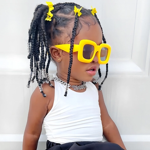 Gafas De Sol Cuadradas Para Niños Montura Gruesa Bubble Protección UV400 Moda Retro Y2K Para Niños Y Niñas