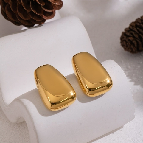Boucles D'oreilles Géométriques Goutte D'eau Acier Inoxydable 304 Plaqué Or Poli Miroir Hypoallergénique Étanche Bijoux Mode
