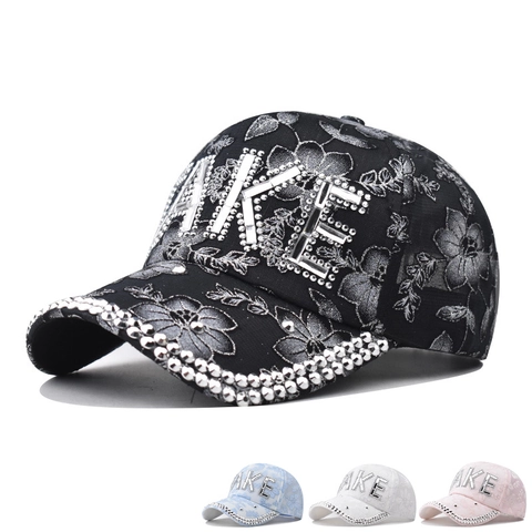 Berretto Da Baseball In Pizzo Floreale Con Strass Rete Traspirante Ricamo Regolabile Moda Streetwear Cappello Donna