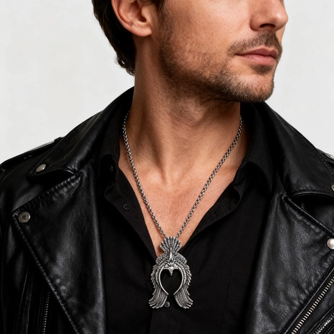 Eagle Pendant Necklace Vintage Stainless Steel Flying Bird Wing Gothic Punk Biker Jewelry For Men