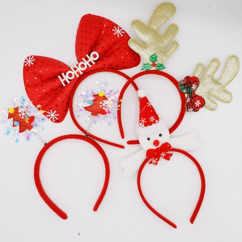 Cerchietti Di Natale Accessori Capelli Festa Corna Renna Babbo Natale Pupazzo Neve Albero Paillettes Festivo