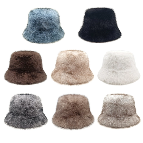 Cappello Alla Pescatora In Pelliccia Sintetica Da Donna Inverno Caldo Ispessito Peluche Retrò Outdoor