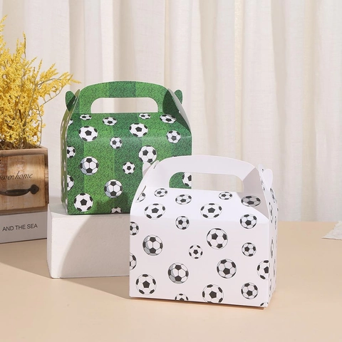 Soccer Theme Party Gift Boxes Paper Cardboard Handheld Dessert Packaging For Bakery Sports Celebration