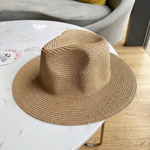 Fedora Straw Hat Summer Sun Protection Beach Vacation Jazz Style Solid Color Breathable For Adults