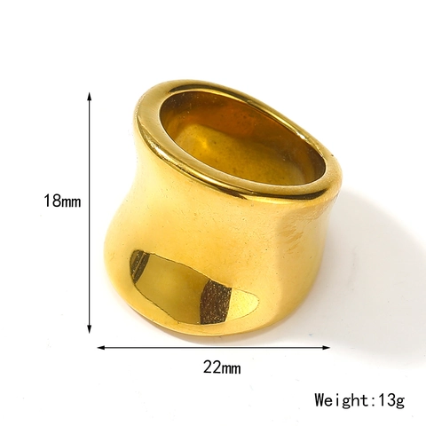 Minimalist Wide Titanium Steel Ring For Women French Ins Style Geometric Irregular Gold Silver Polished Fashion Jewelry