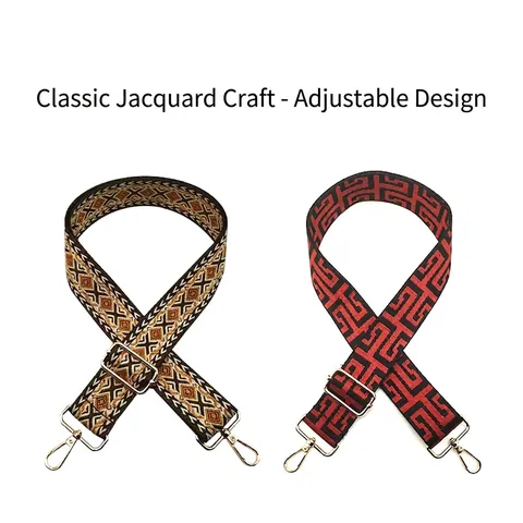 Ethnic Style Wide Shoulder Bag Strap Replacement Adjustable Polyester Woven Crossbody Handbag Belt For Women