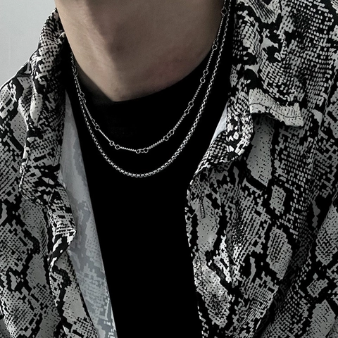 Double Layer Titanium Steel Necklace Silver Box Twist Rope Chain Hip Hop Punk Jewelry For Men Women Unisex Accessory