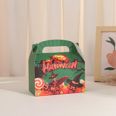 Halloween Gift Boxes Paperboard Portable Candy Treat Bags Pumpkin Witch Patterns Festive Party Favors For Kids