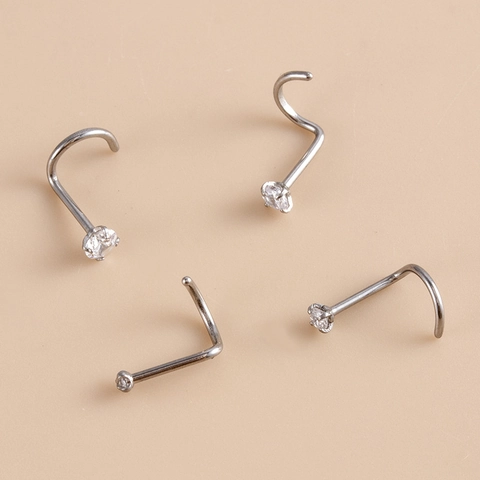 Piercing De Nariz De Titanio Con Circonita Redonda G23 Joyería De Perforación Moda Elegante Brillante Decoración Corporal