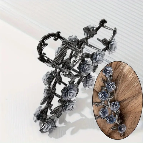 Pinza Per Capelli Grande Camelia Rosa Lega Smalto Fiore Strass Fermaglio Per Capelli Elegante Acconciatura Francese Accessori Per Capelli Donna
