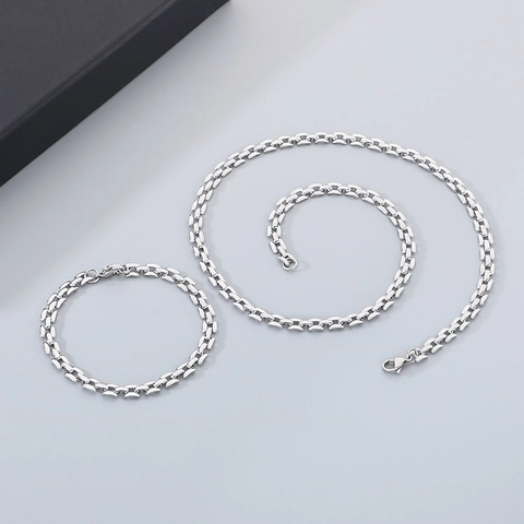 Joyas De Acero Inoxidable 304 Con Collar Y Pulsera De Cadena Cuadrada Hueca Para Mujeres Accesorio De Moda Minimalista