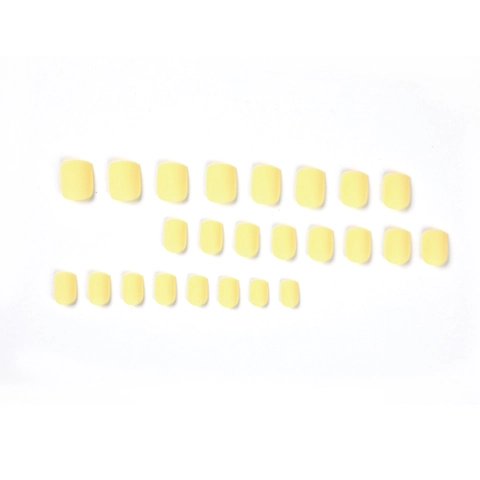 Matte Macaron Yellow Press On Nails Short Square Full Cover Removable Minimalist Fresh Sweet DIY Manicure False Nails