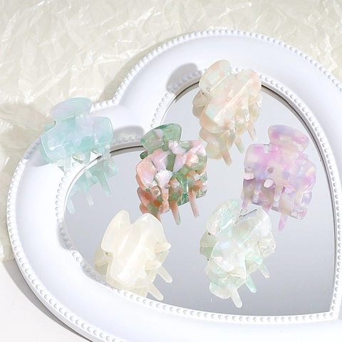 Acetate Hair Claw Clip Mini Marble Tortoiseshell Geometric Small Hairpins For Women Girls Korean Style Elegant Accessory