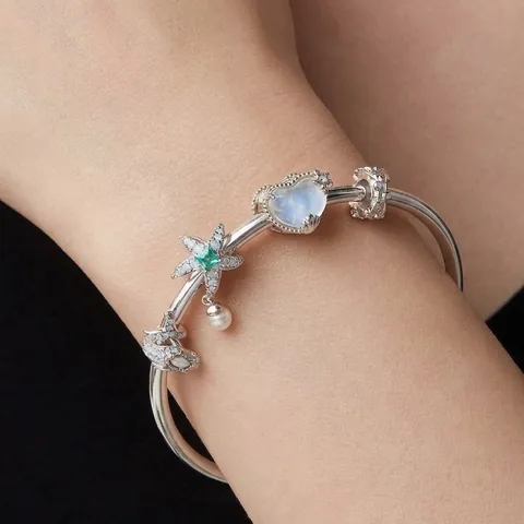 Abalorio De Ballena Azul De Plata De Ley 925 Con Opalo Sintetico Y Zircon Tema Oceanico Joyeria DIY Para Pulsera