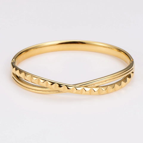 Hip Hop Style Stainless Steel Twisted Knot Bangle For Women Fashion Electroplated Geometric Metal Cuff Bangle Elegant Jewelry Accessory Gift