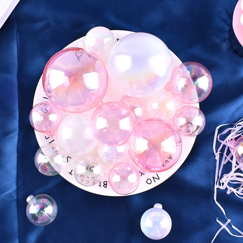 Iridescent Cake Topper Balls Plastic Decorative Sphere For Birthday Party Baking Dessert Ornaments Colorful Elegant