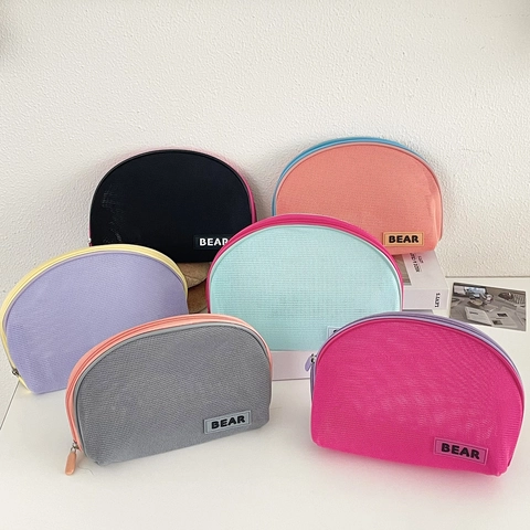 Borsa Da Toilette In Rete Organizzatore Da Viaggio Nylon Griglia Pochette Trucco Portatile Cerniera Leggero