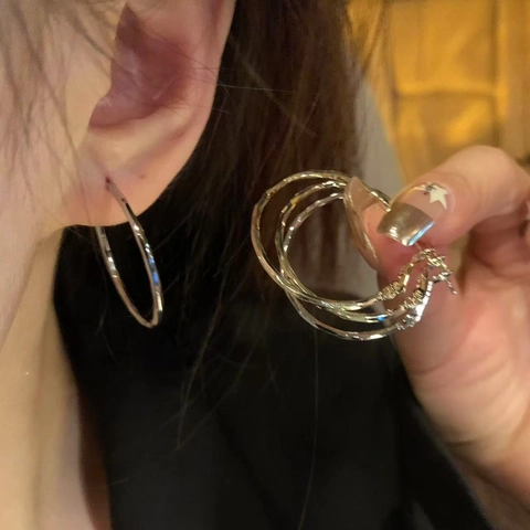 Chic Geometric Hoop Earrings With 925 Sterling Silver Earring Post Twisted Textured Minimalist Fashion Jewelry For Women