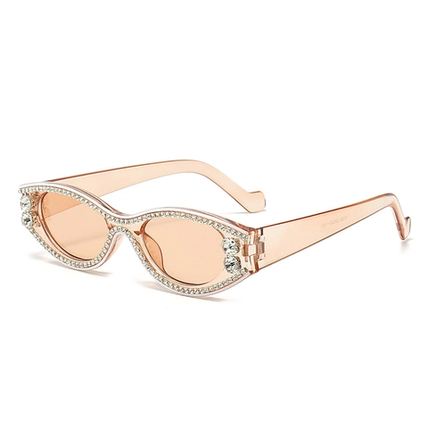 Gafas De Sol Cat Eye Strass Ovaladas Marco Pequeño UV400 Trendy Y2K Hip Hop Street Style Brillantes Moda Mujeres PC