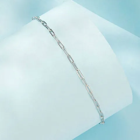925 Sterling Silver Minimalist Square Paperclip Chain Bracelet For Women Adjustable Link Bracelet Fashion Jewelry Gift