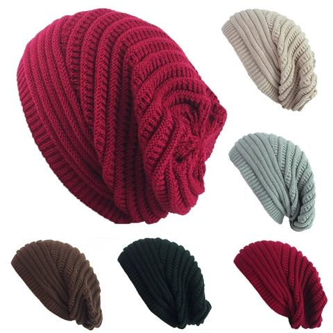 Korean Style Slouchy Beanie Hat For Women Winter Warm Acrylic Knitted Hat Hip Hop Soft Daily Outdoor Slouchy Skull Cap