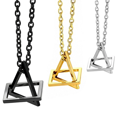 Ciondolo Geometrico Triangolo Quadrato Incastonato Acciaio Inossidabile 316 Gioielli Da Collo Minimalisti Cavi Stile Hip Hop Unisex