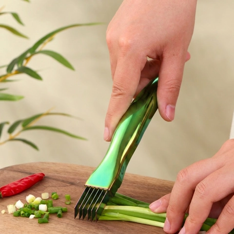 Scallion Satin Knife Stainless Steel Multi Blade Green Onion Shredder Manual Vegetable Slicer Ergonomic Kitchen Tool