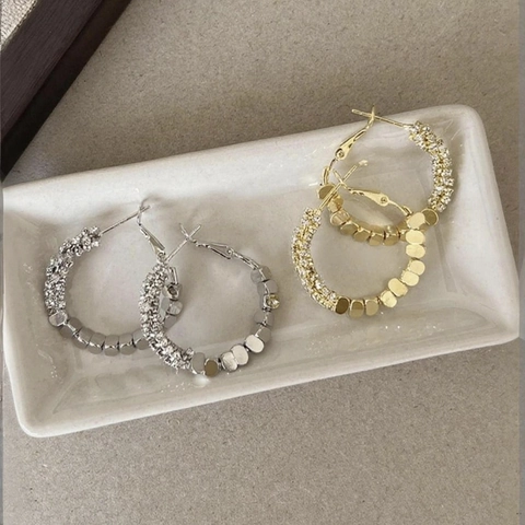 Geometrische Patchwork Creolen Kupfer Zirkonia Mit 925 Sterling Silber Ohrstecker Schicker Minimalistischer Schmuck