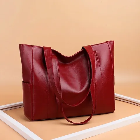Bolso Tote De Gran Capacidad Ligero De Cuero PU Bolso De Hombro Casual Con Textura Litchi Para El Uso Diario