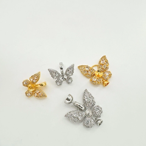 Accesorios Para Joyería De Mariposa Cobre Chapado Circon DIY Configuración De Colgante De Perla Artificial Y Cierre Para Hacer Joyas
