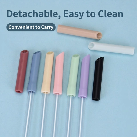 Reusable Drinking Straws Tritan And Silicone Soft Tips With Cleaning Brush Portable Sustainable Drinks Accessory