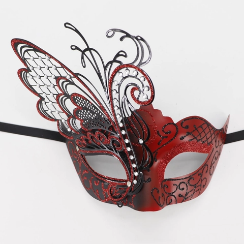 Luxury Masquerade Mask For Women Laser Cut Metal Butterfly Crown Mask Halloween Carnival Costume Party Eye Mask With Rhinestones Glitter Venetian Filigree Mask