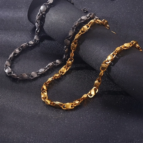 Collana A Catena Con Maglie Geometriche Esagonali Da Uomo Acciaio Inossidabile Stile Punk Industriale
