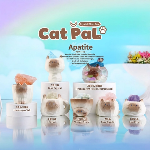 Adornos Caja Sorpresa Gato Animal Resina Cristales Naturales Figuritas Estilo Curativo Decoración Escritorio Hogar Oficina