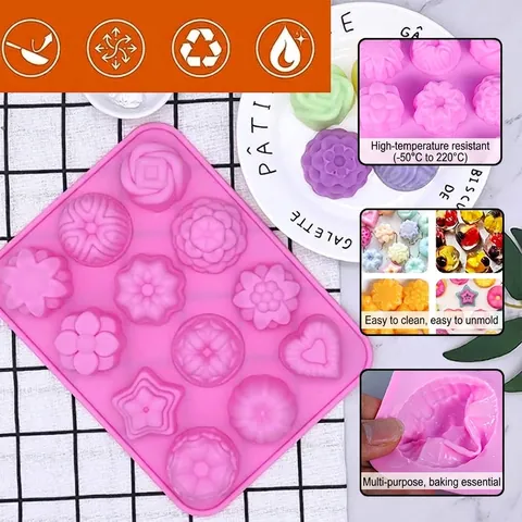 Stampo In Silicone Rosa Cuore Stella Flessibile Antiaderente Grado Alimentare Per DIY Cioccolato Caramelle Gelatina Cottura Con Coperchio