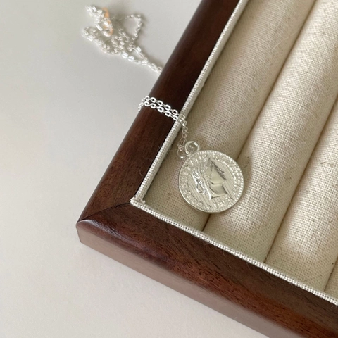 Vintage Schweizer Münze Anhänger Halskette 925 Sterling Silber 18K Vergoldet Rundes Medaillon Retro Schmuck Für Damen