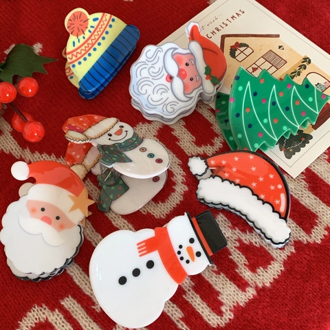 Mollette Per Capelli Di Natale Acrilico Babbo Natale Pupazzo Di Neve Albero Cappello Accessori Festivi Per Donne