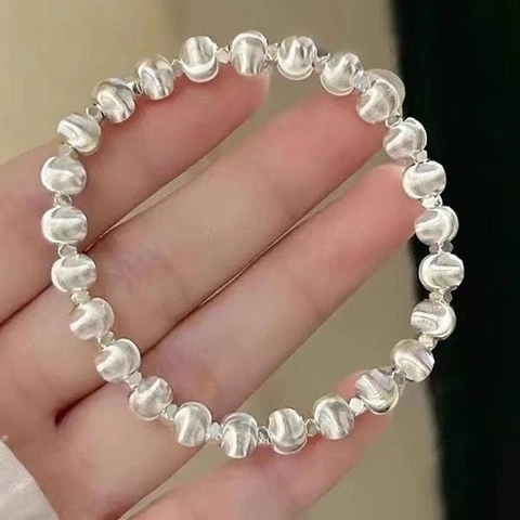 Minimalist Round Bead Bracelet For Women Silver Color Cat Eye Style Adjustable Beaded Hand Jewelry Birthday Gift For Her